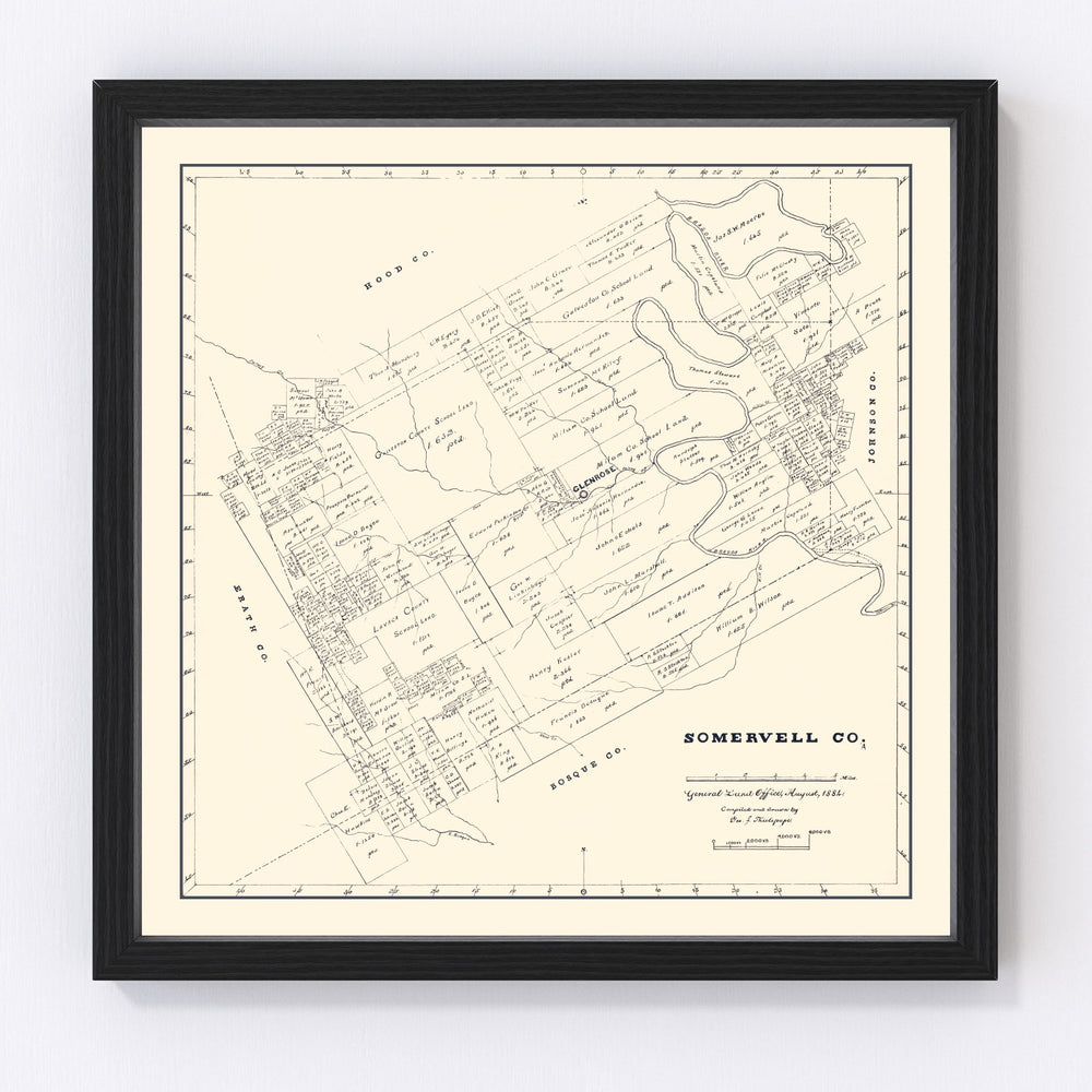 Somervell County Vintage Map 1884