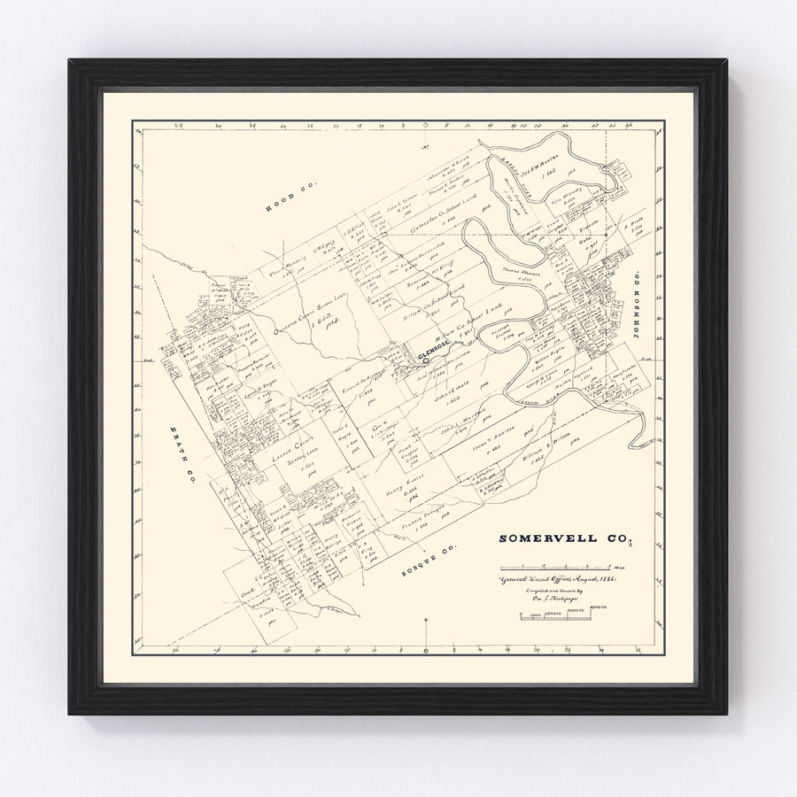 Somervell County Vintage Map 1884