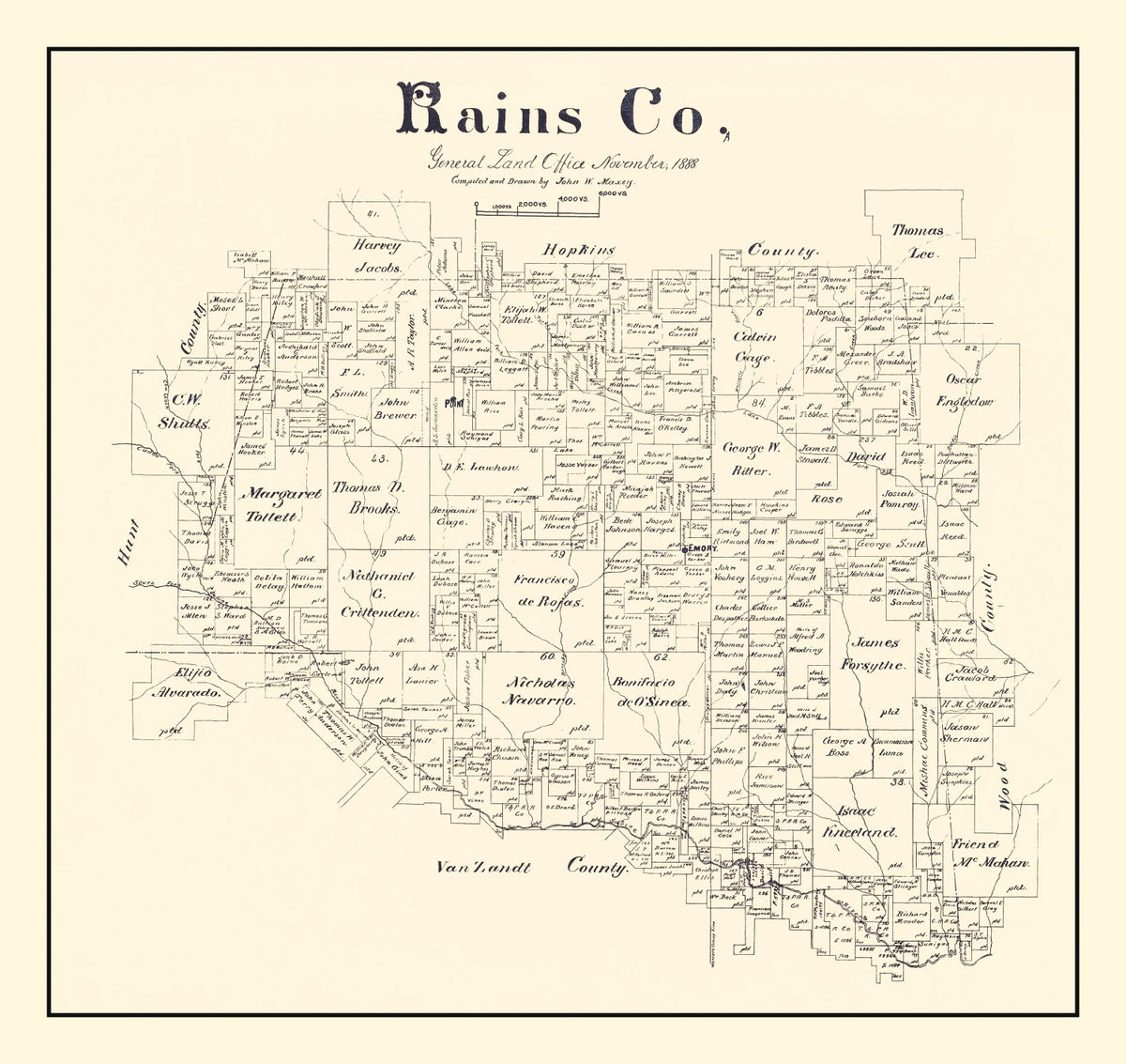 Preview of Vintage Map of Rains County, Texas 1888