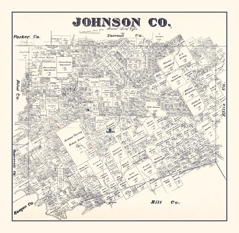 Size comparison using Vintage Map of Johnson County, Texas 1887