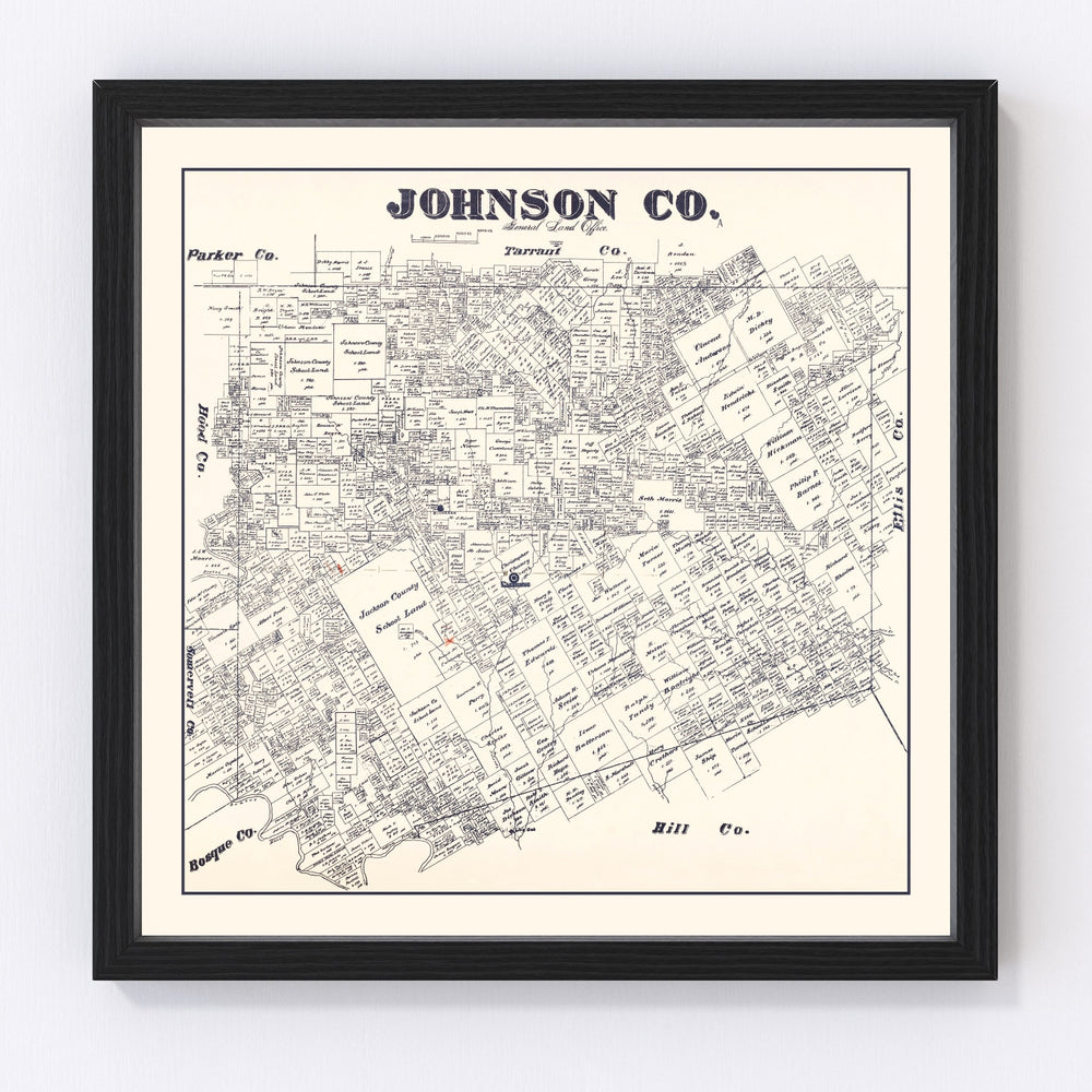 Johnson County Vintage Map 1887