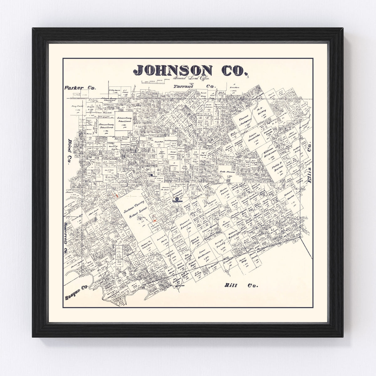 Johnson County Vintage Map 1887