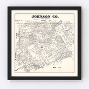 Johnson County Vintage Map 1887