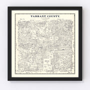 Tarrant County Vintage Map 1885