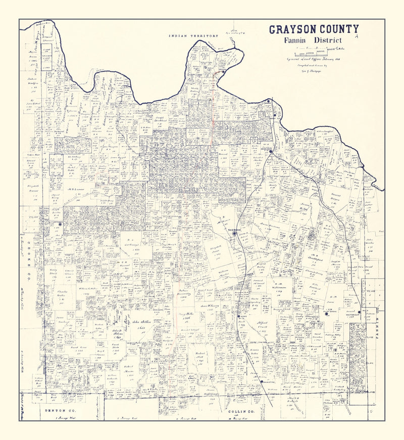 Size comparison using Vintage Map of Grayson County, Texas 1885
