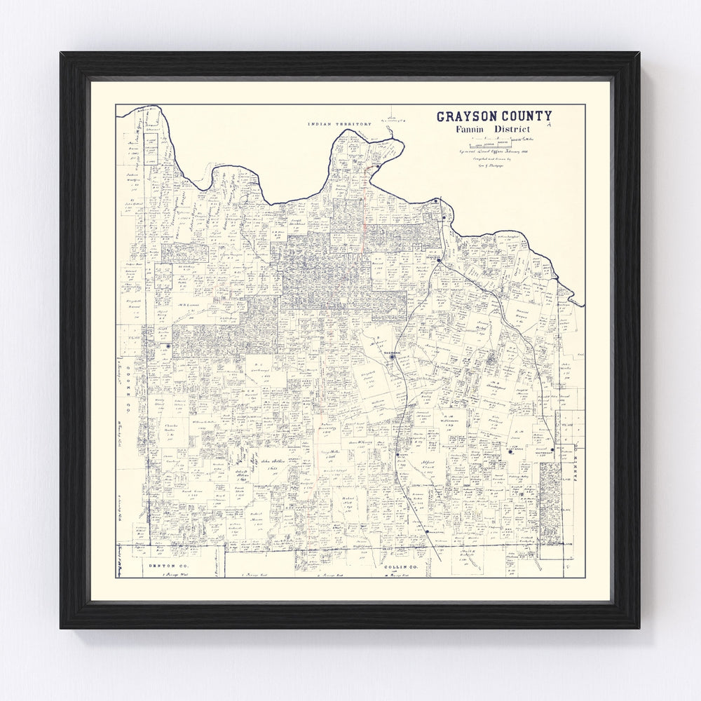 Grayson County Vintage Map 1885