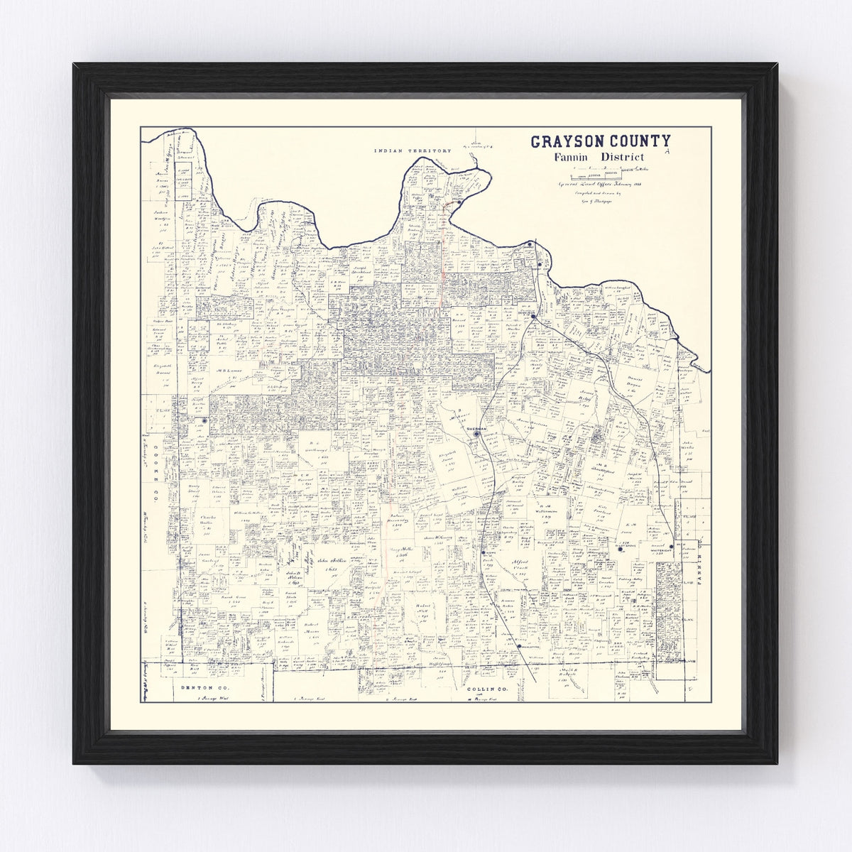 Grayson County Vintage Map 1885