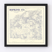 Hopkins County Vintage Map 1885
