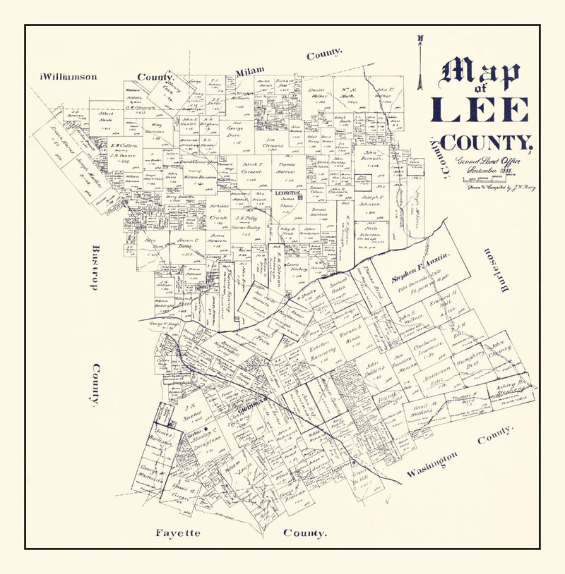 Size comparison using Vintage Map of Lee County, Texas 1888
