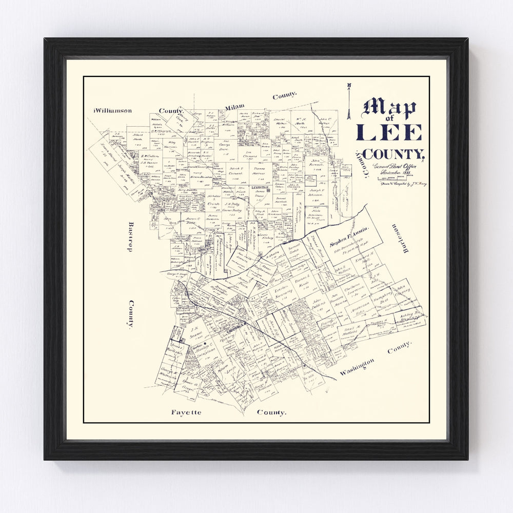Lee County Vintage Map 1888