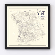 Lee County Vintage Map 1888
