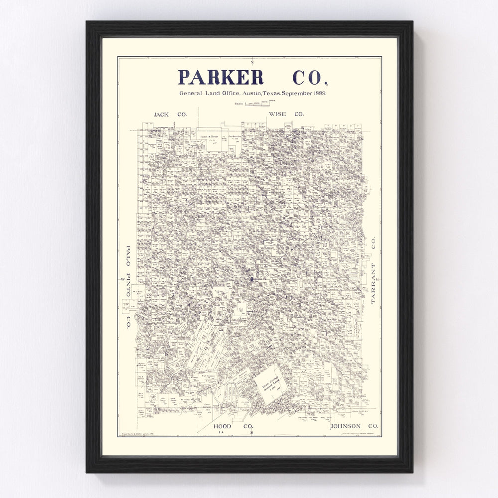 Parker County Vintage Map 1889