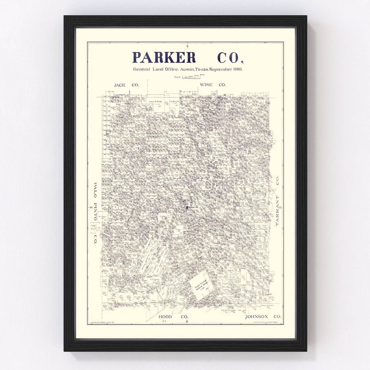 Parker County Vintage Map 1889