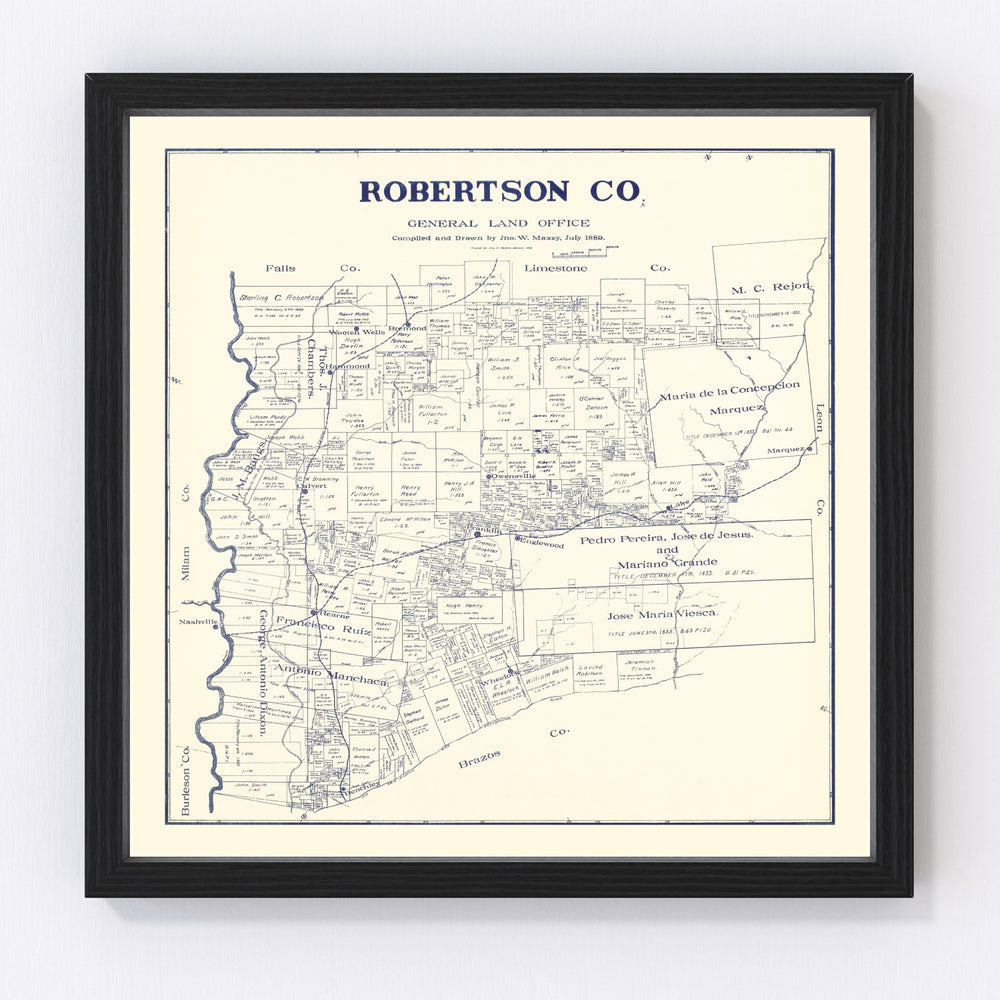 Robertson County Vintage Map 1889