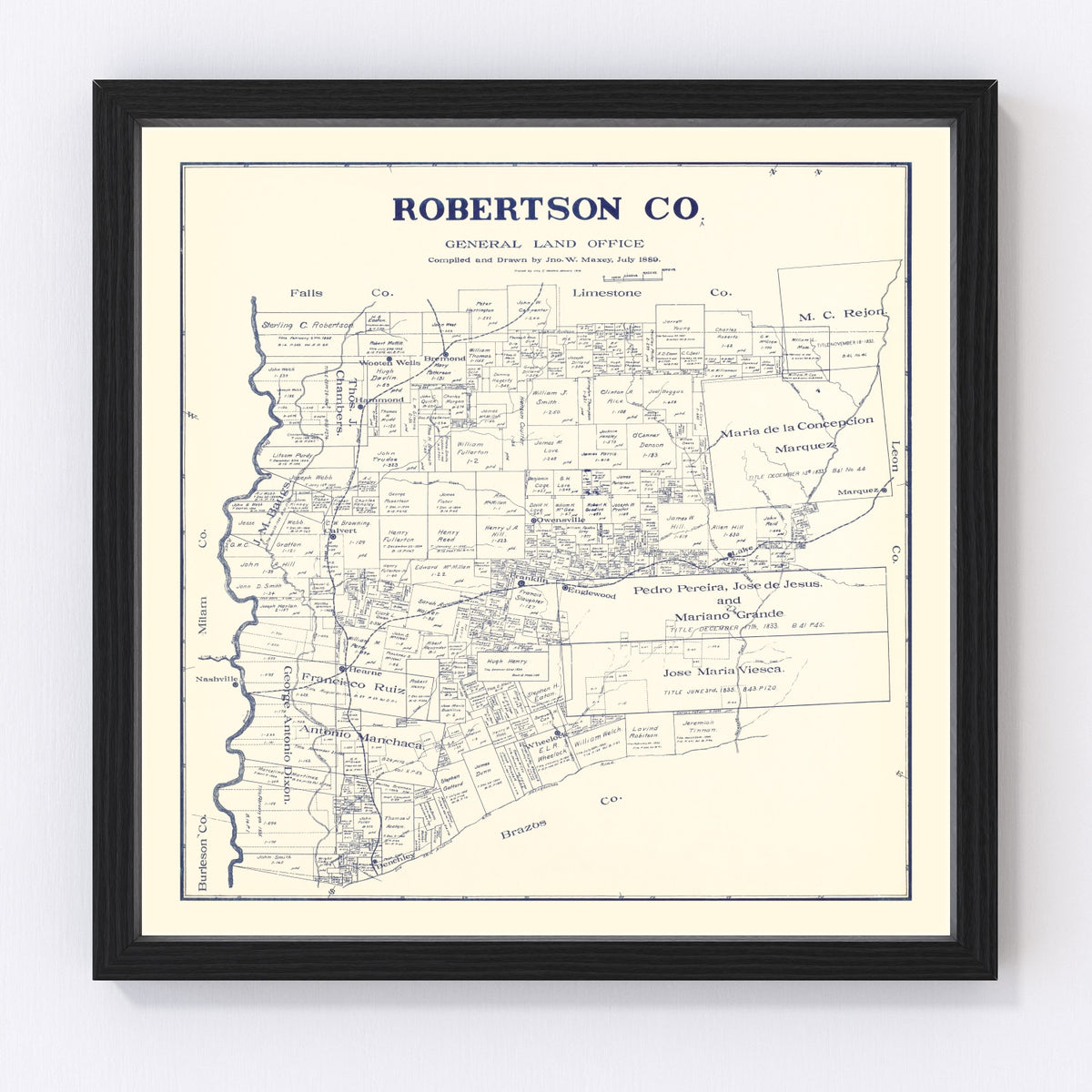 Robertson County Vintage Map 1889