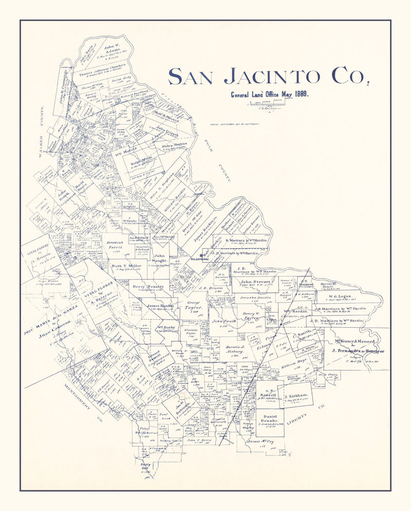 Size comparison using Vintage Map of San Jacinto County, Texas 1889