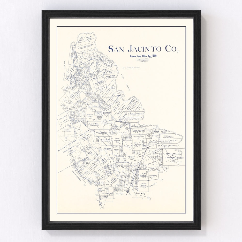 San Jacinto County Vintage Map 1889