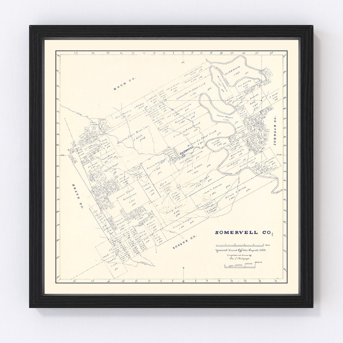 Somervell County Vintage Map 1884