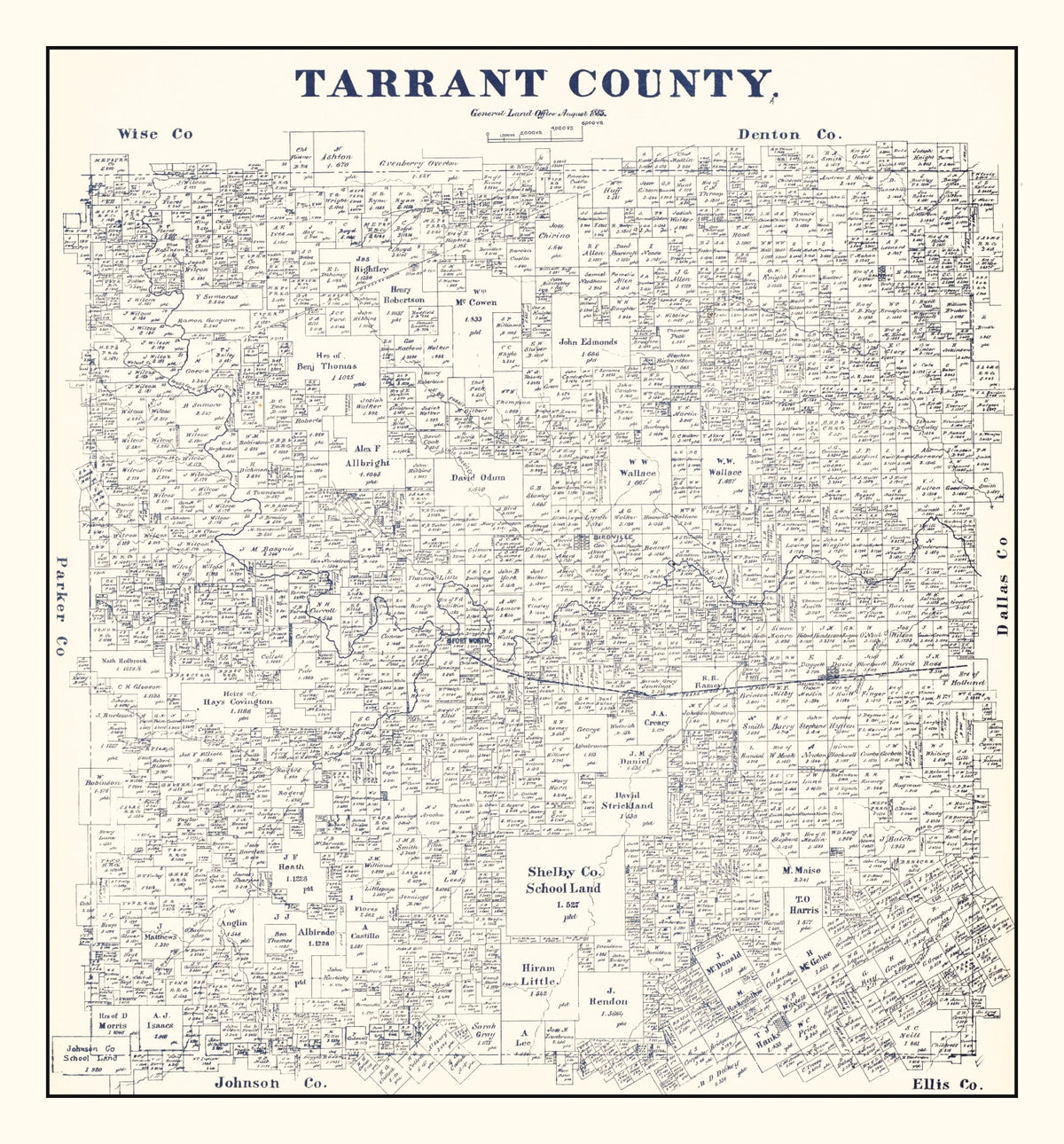 Preview of Vintage Map of Tarrant County, Texas 1885
