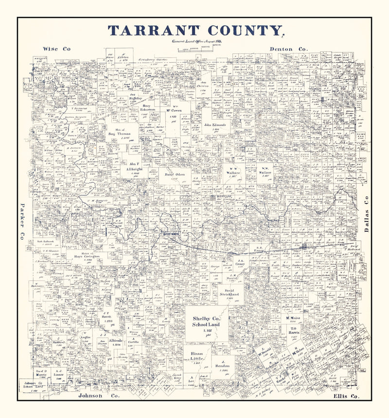 Size comparison using Vintage Map of Tarrant County, Texas 1885