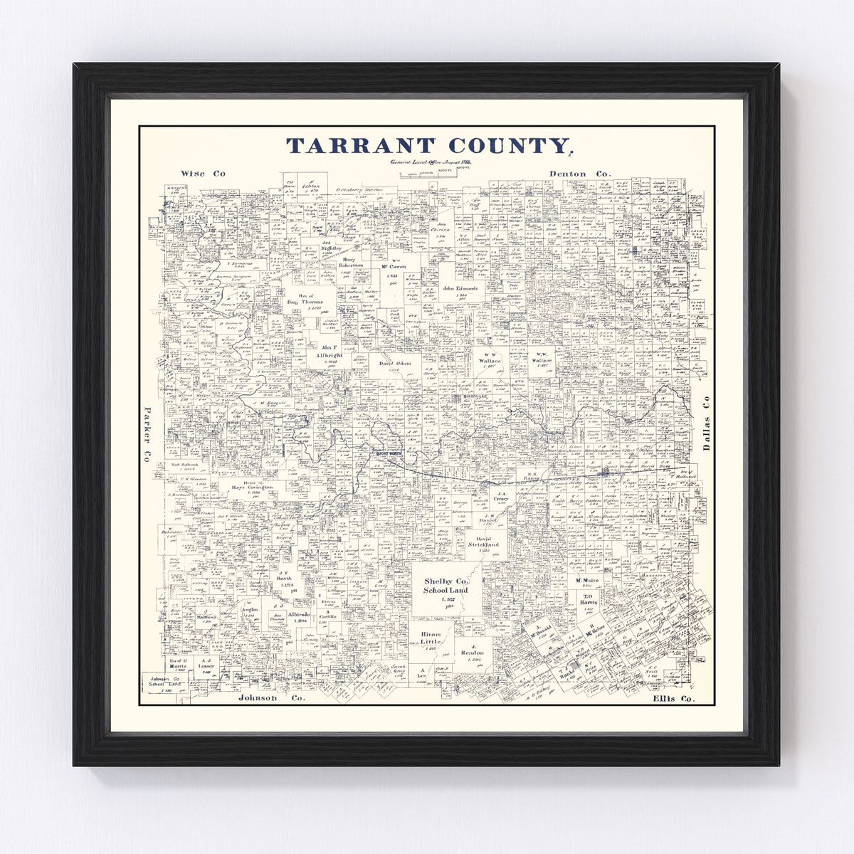 Tarrant County Vintage Map 1885