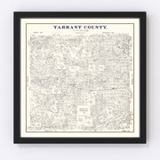 Tarrant County Vintage Map 1885