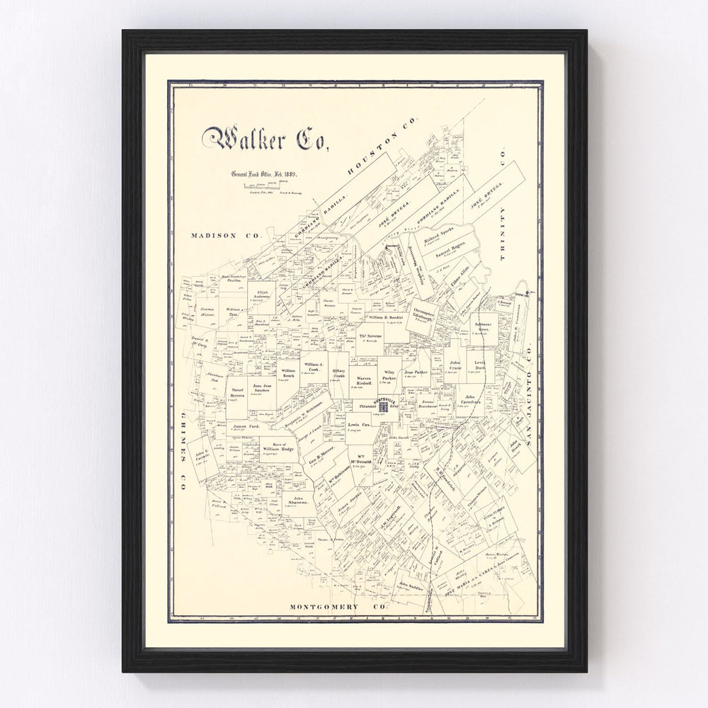 Walker County Vintage Map 1889