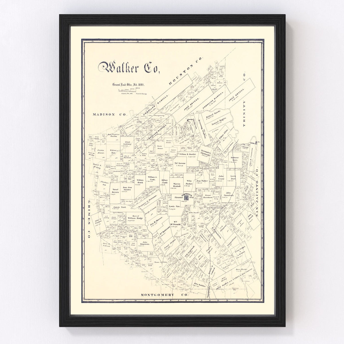 Walker County Vintage Map 1889