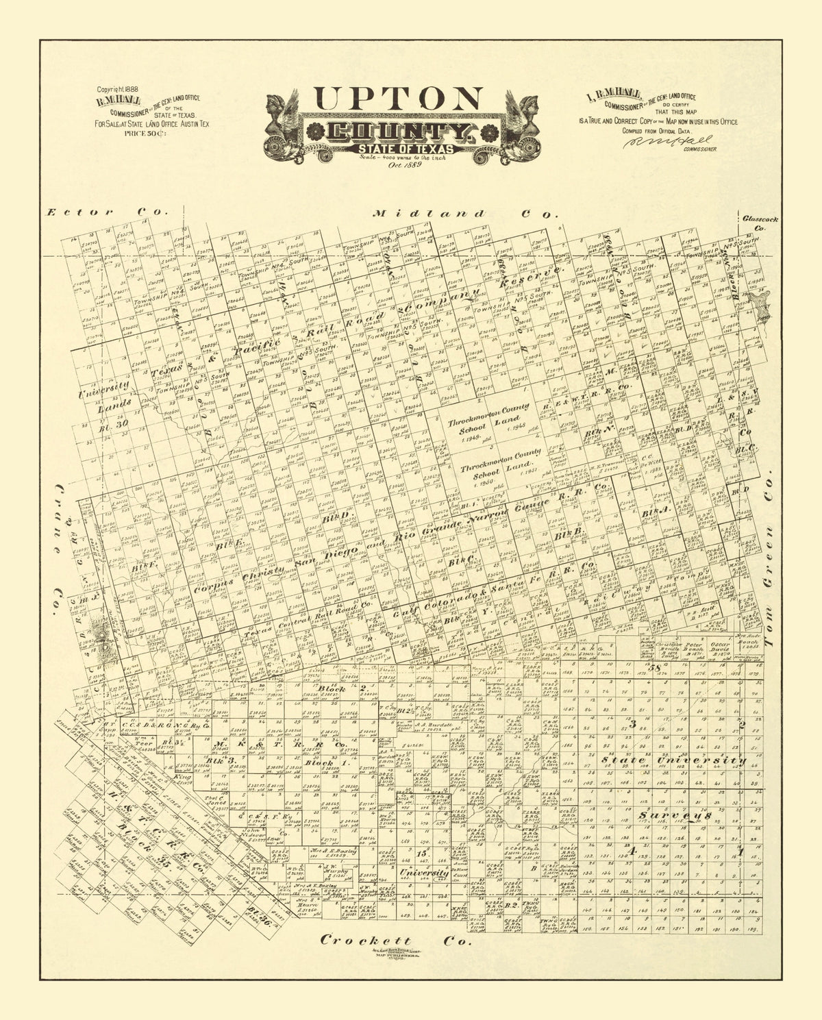 Preview of Vintage Map of Upton County, Texas 1889