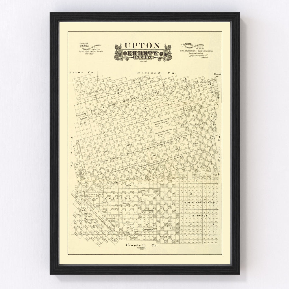 Upton County Vintage Map 1889
