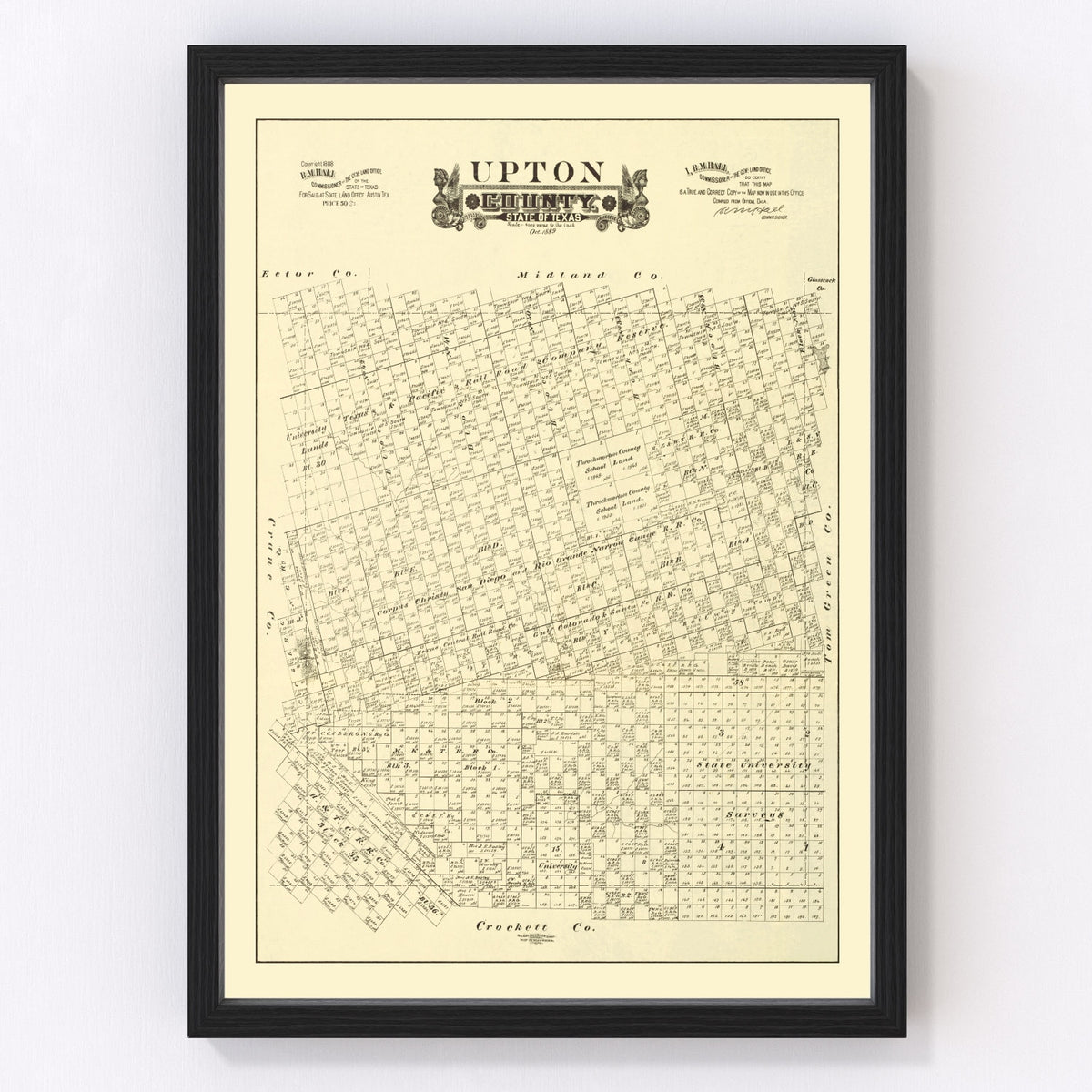 Upton County Vintage Map 1889