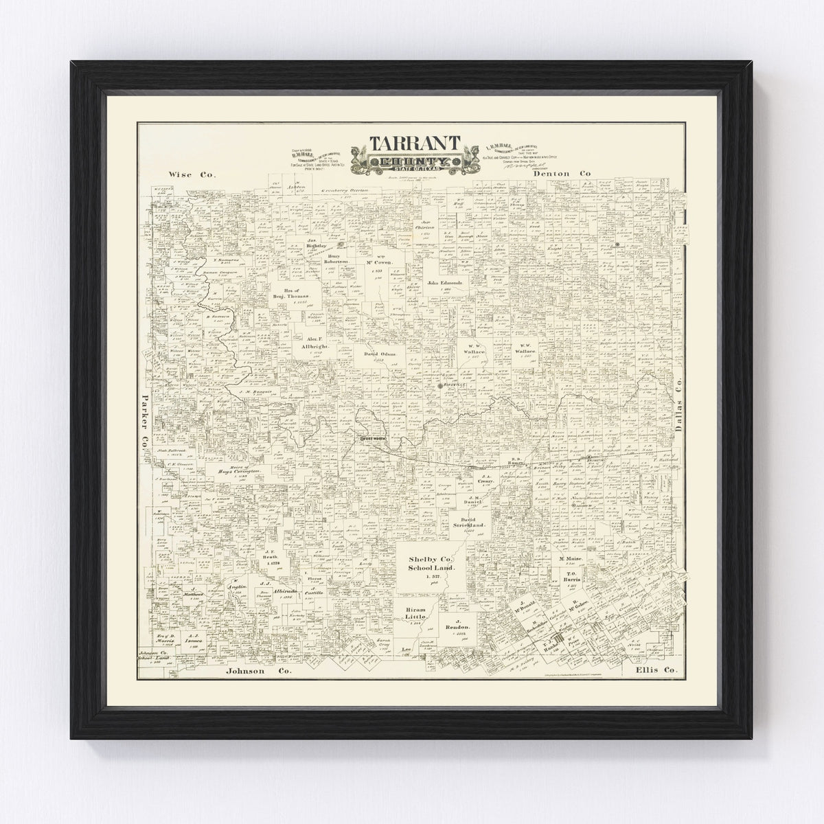Tarrant County Vintage Map 1888