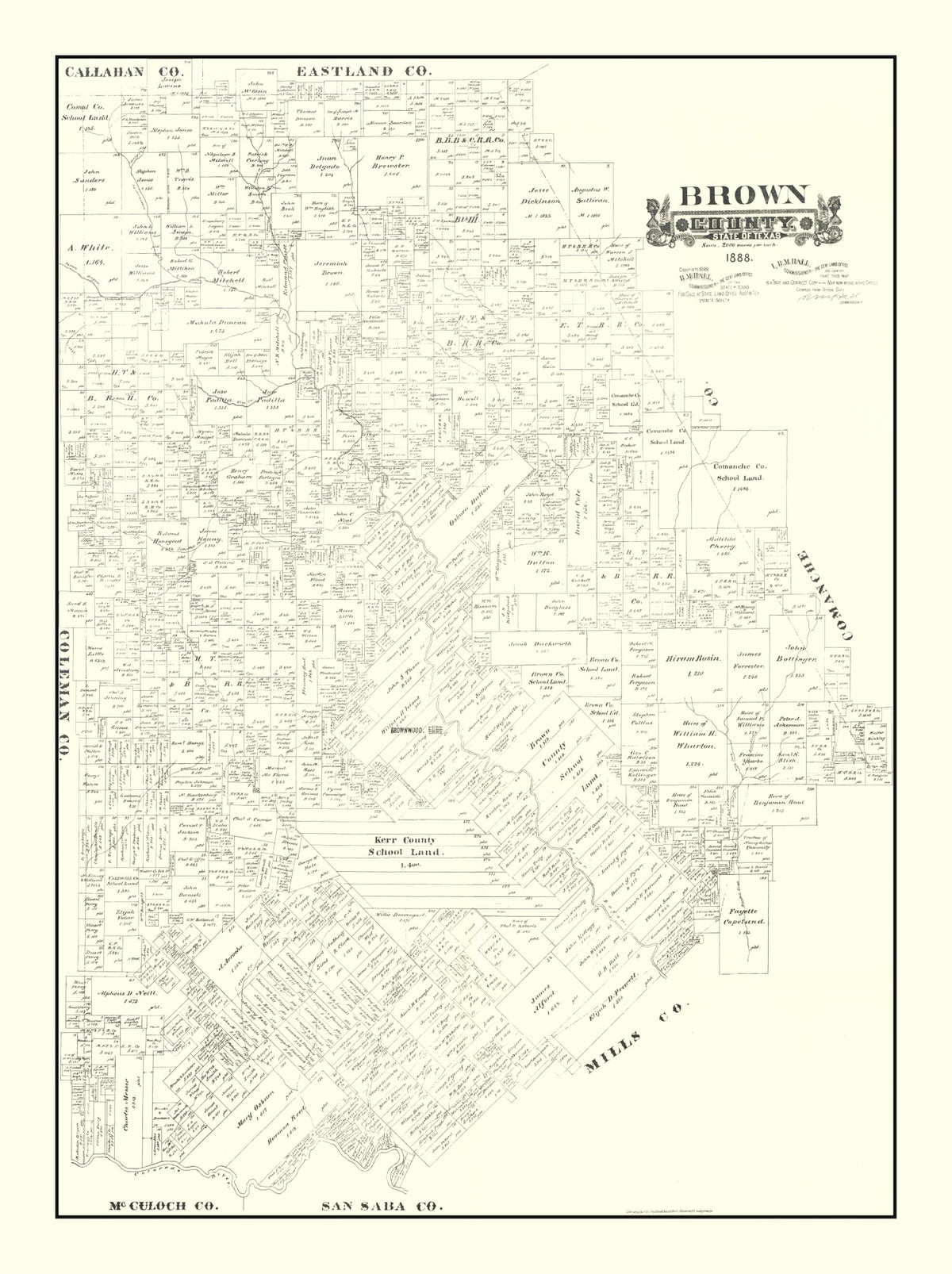 Preview of Vintage Map of Brown County, Texas 1888