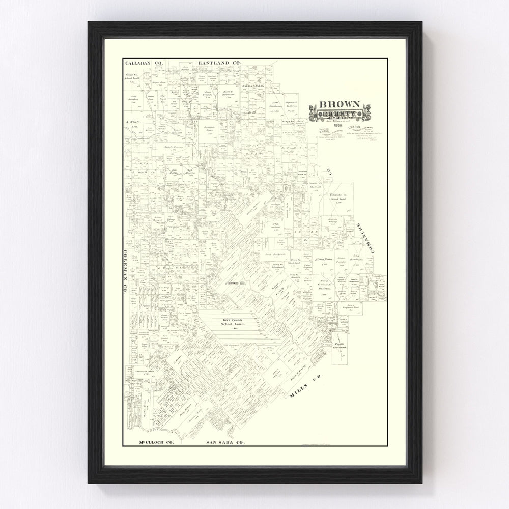 Brown County Vintage Map 1888