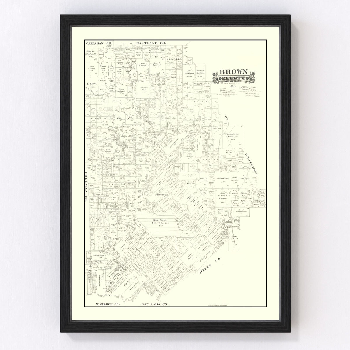 Brown County Vintage Map 1888