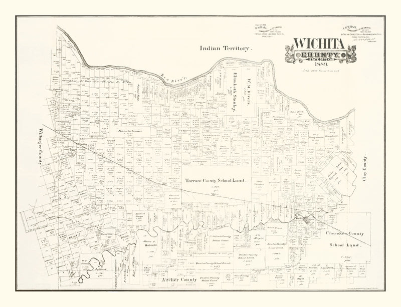 Size comparison using Vintage Map of Wichita County, Texas 1889
