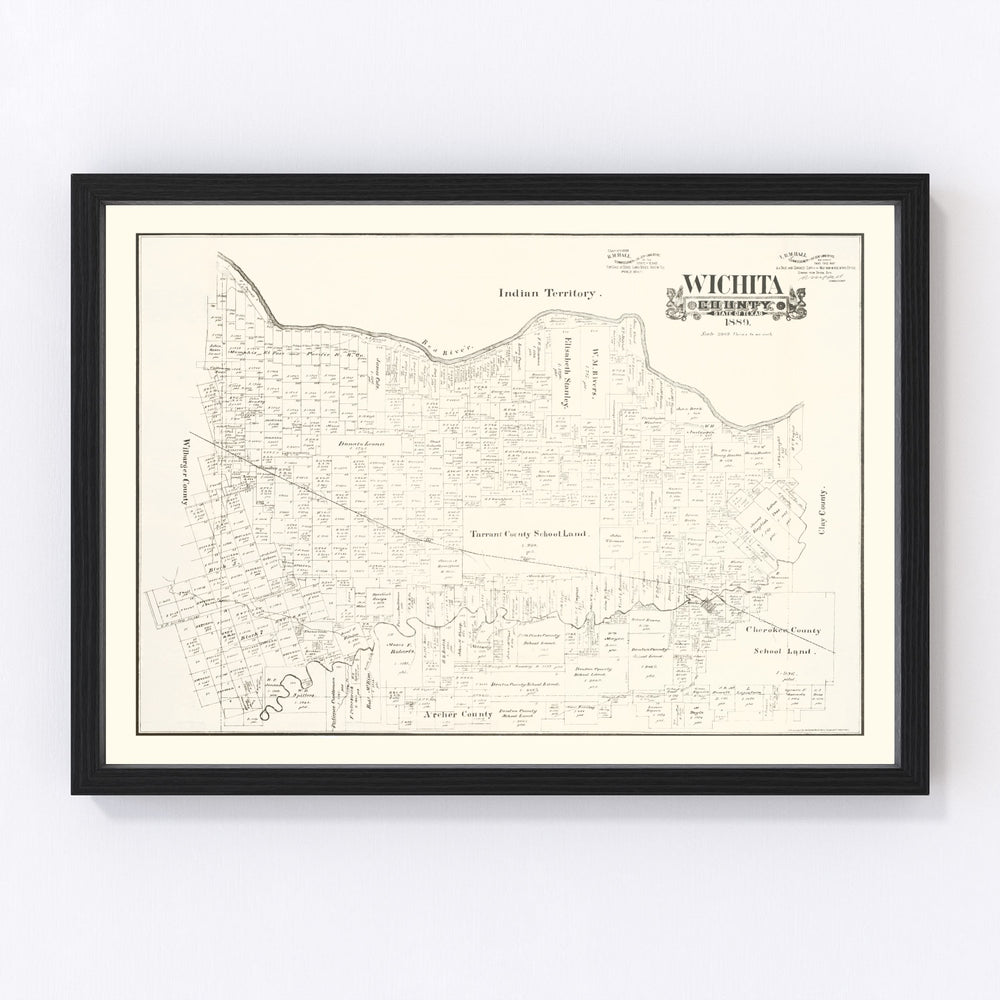 Wichita County Vintage Map 1889