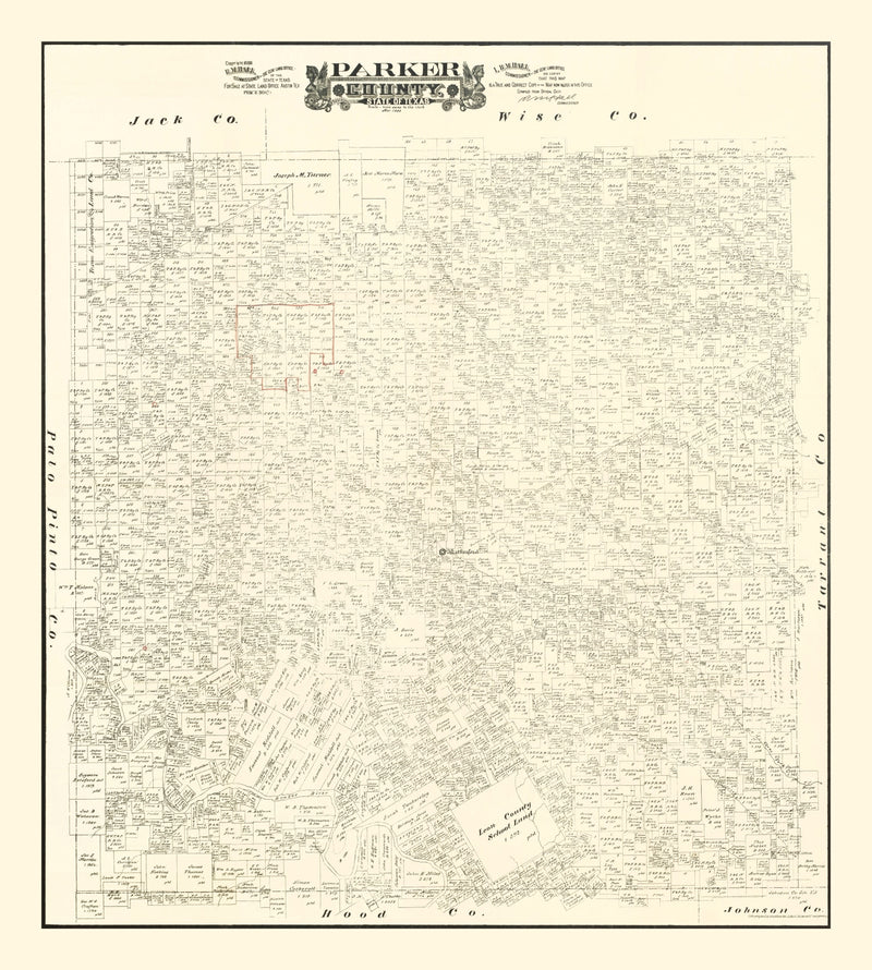 Size comparison using Vintage Map of Parker County, Texas 1889