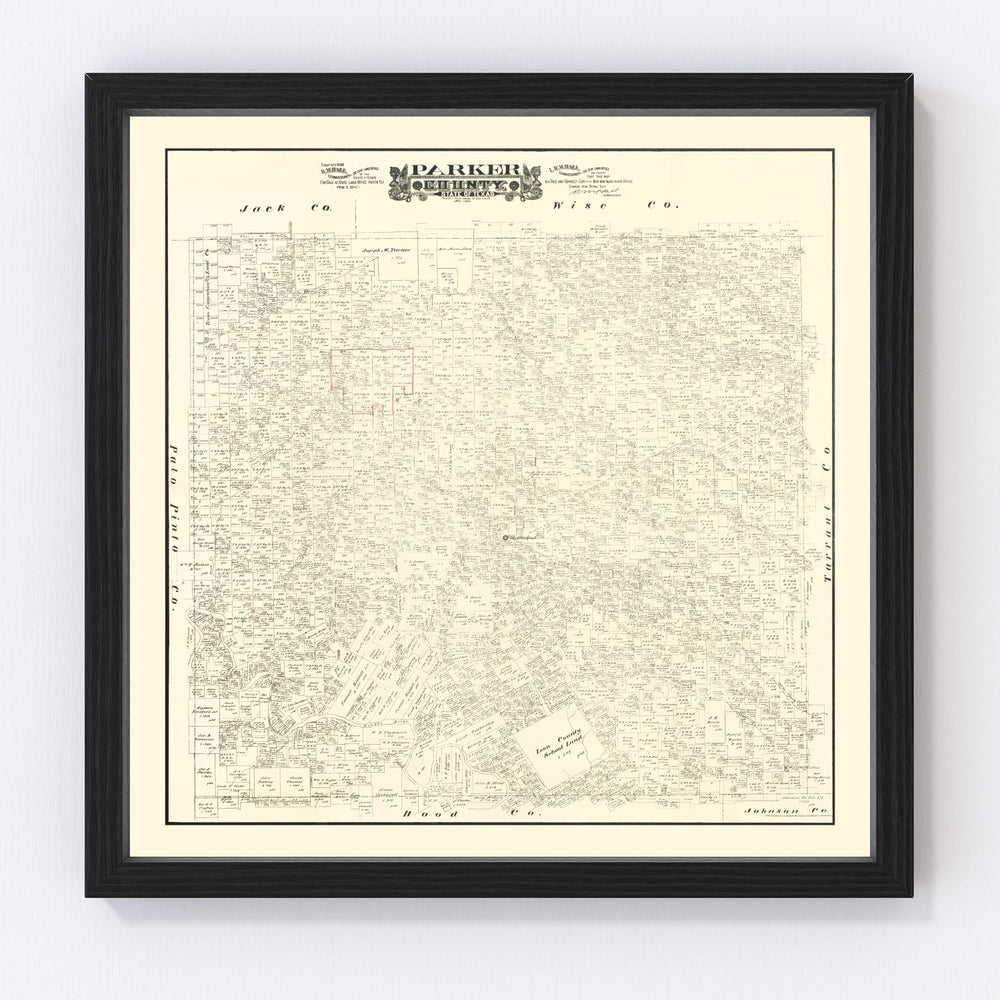 Parker County Vintage Map 1889