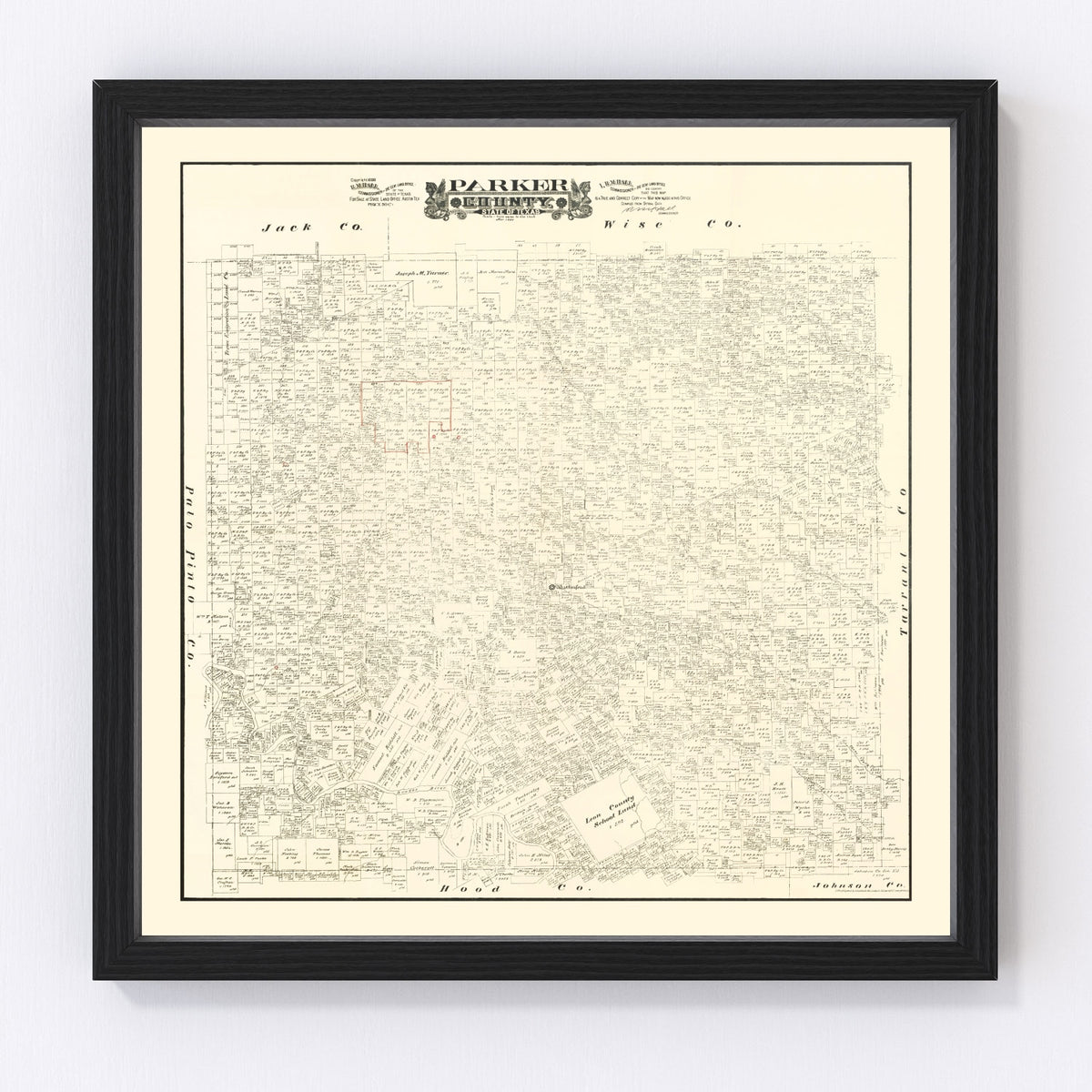 Parker County Vintage Map 1889
