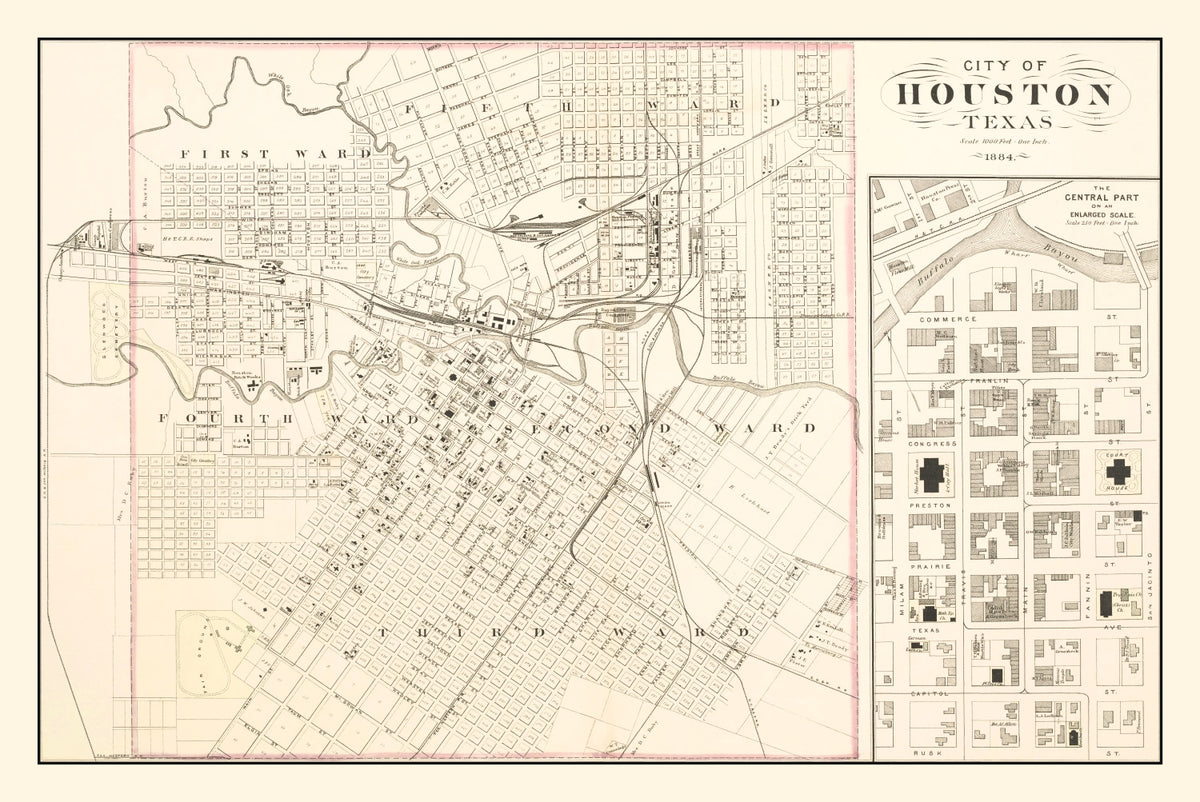 Preview of Vintage Map of Houston, Texas 1884