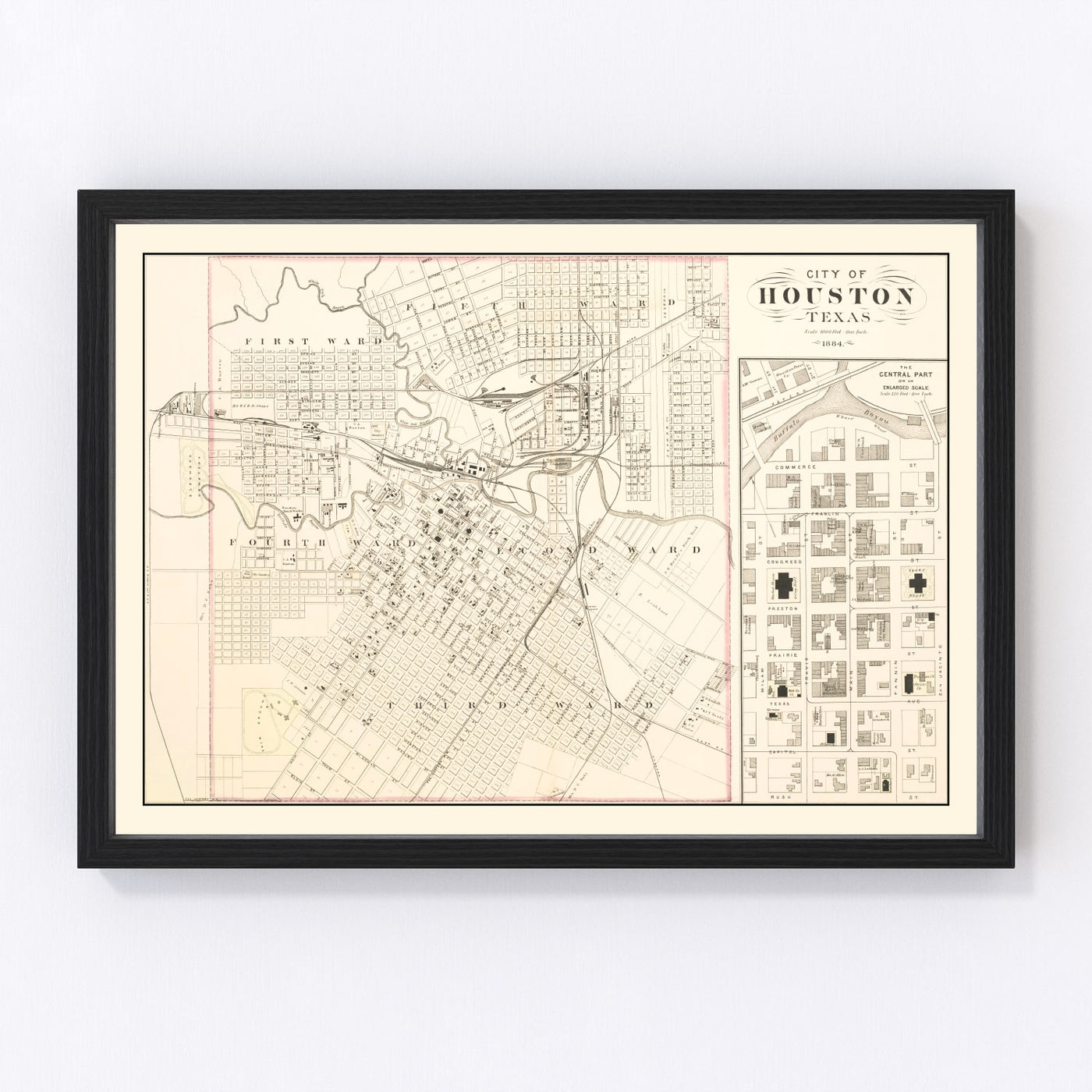 Houston Vintage Map 1884