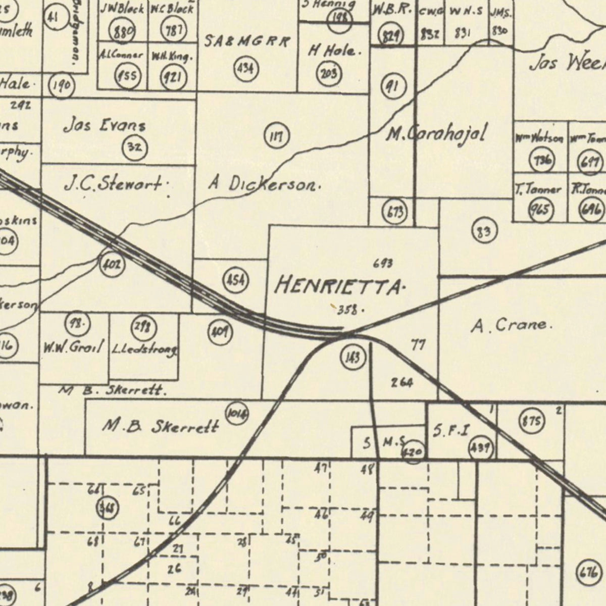 Restored historic details from the 1882 county map of Clay County, Texas