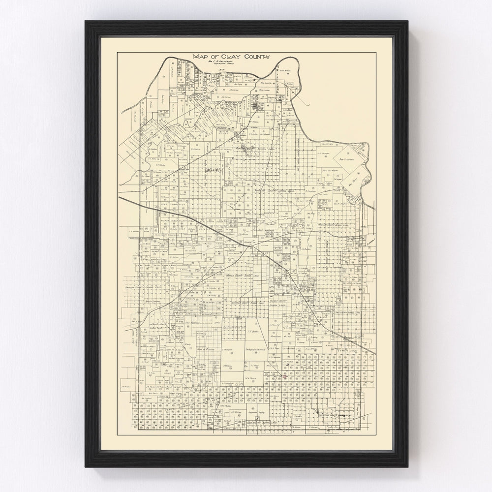 Clay County Vintage Map 1882
