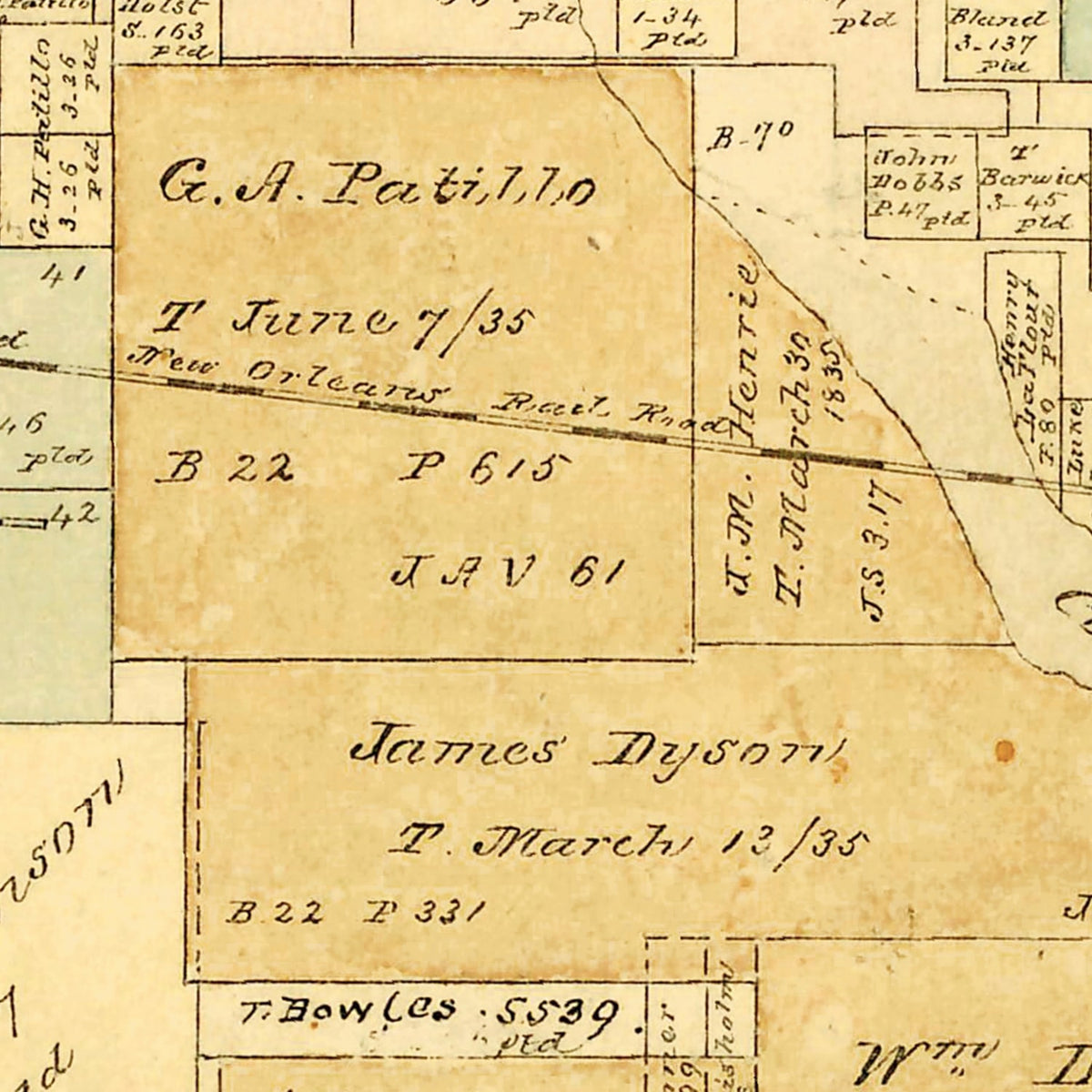 Restored historic details from the 1880 county map of Orange County, Texas