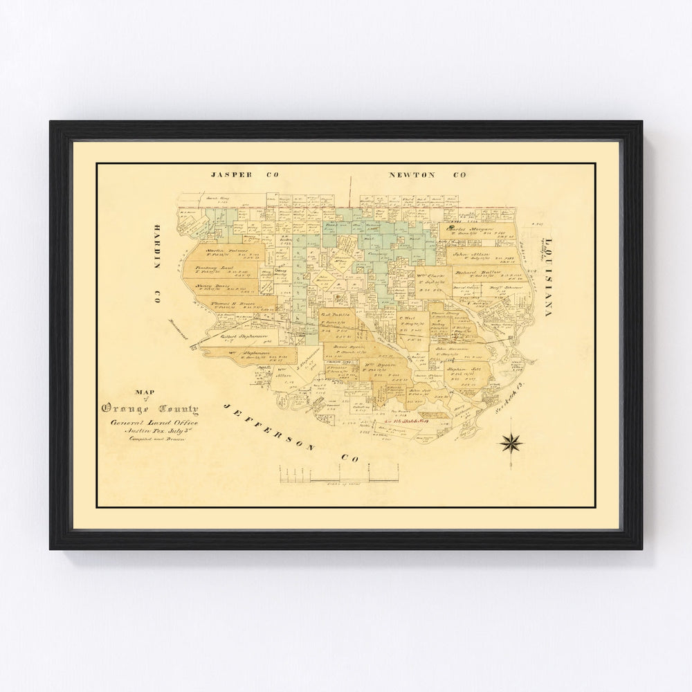 Orange County Vintage Map 1880