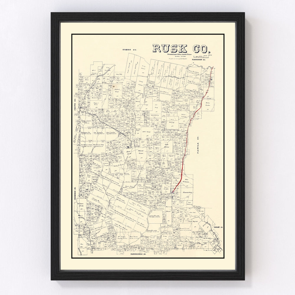 Rusk County Vintage Map 1895