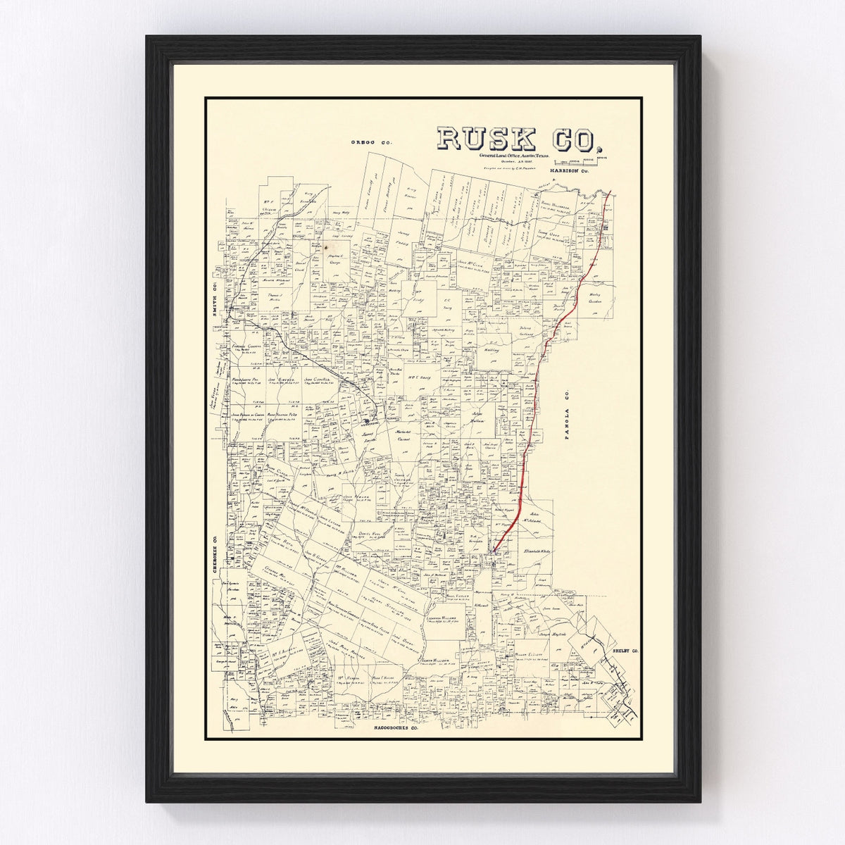 Rusk County Vintage Map 1895