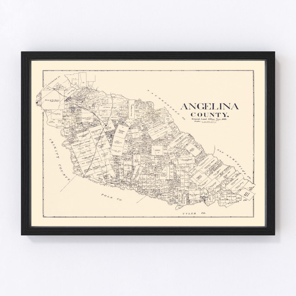 Angelina County Vintage Map 1899
