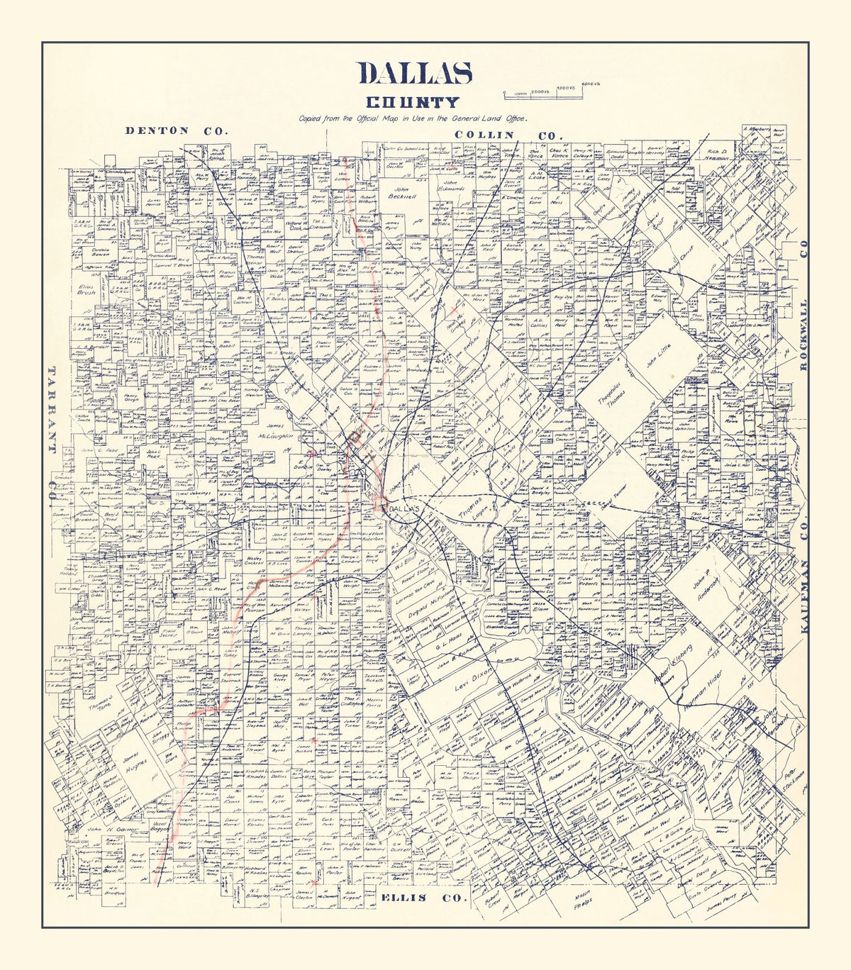 Preview of Vintage Map of Dallas County, Texas 1890